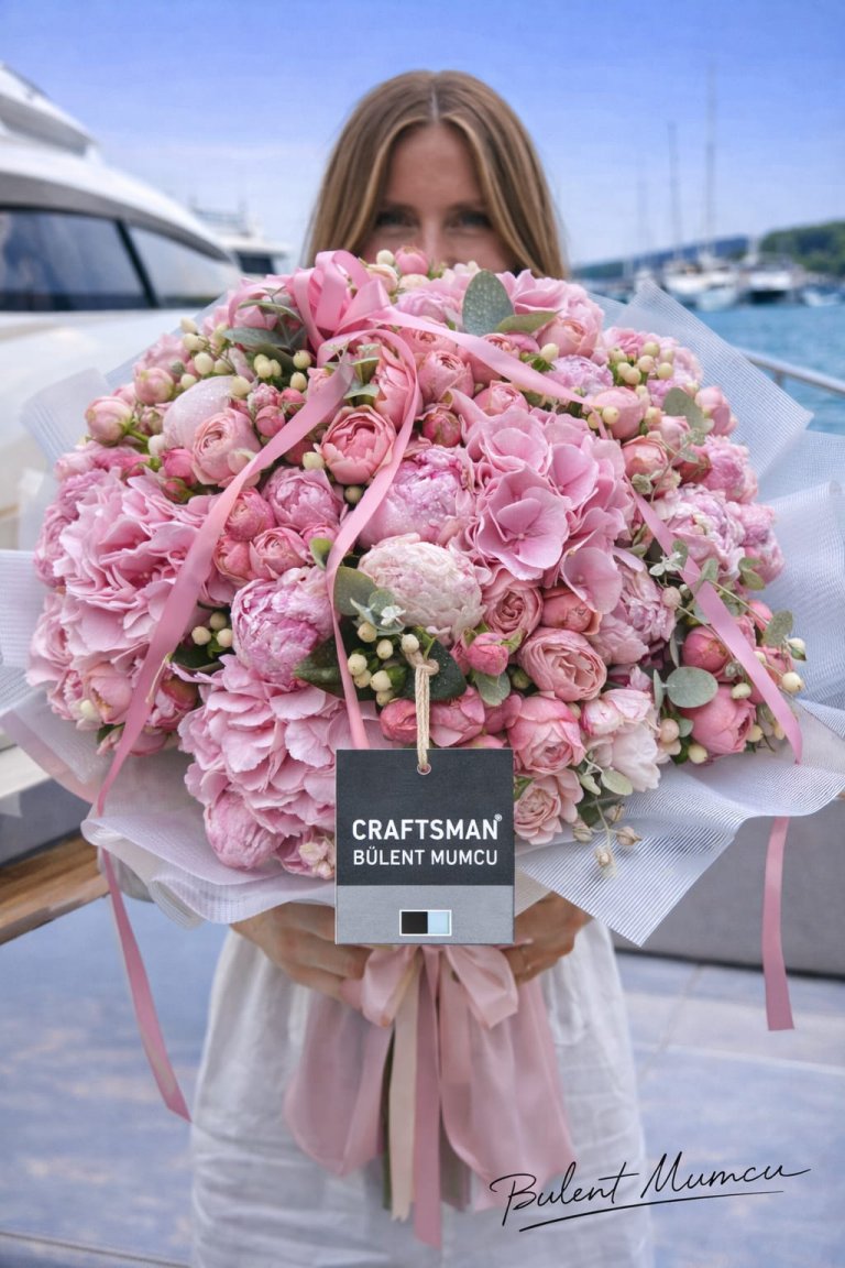 Prenses Dokunuşu – Pembe Şakayık & Gül Aranjmanı