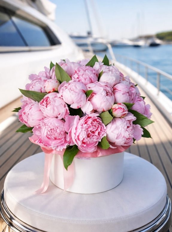 Yalıkavak Şakayık Aranjmanı | Lüks Pembe Şakayık Kutu Çiçek