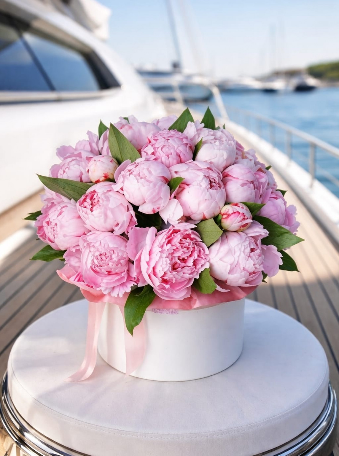 Yalıkavak Şakayık Aranjmanı | Lüks Pembe Şakayık Kutu Çiçek